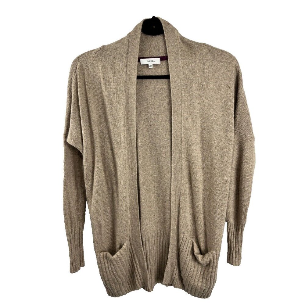 Aritzia Talula Brown Cashmere-Blend Open-Front Cardigan Women's Size XXS